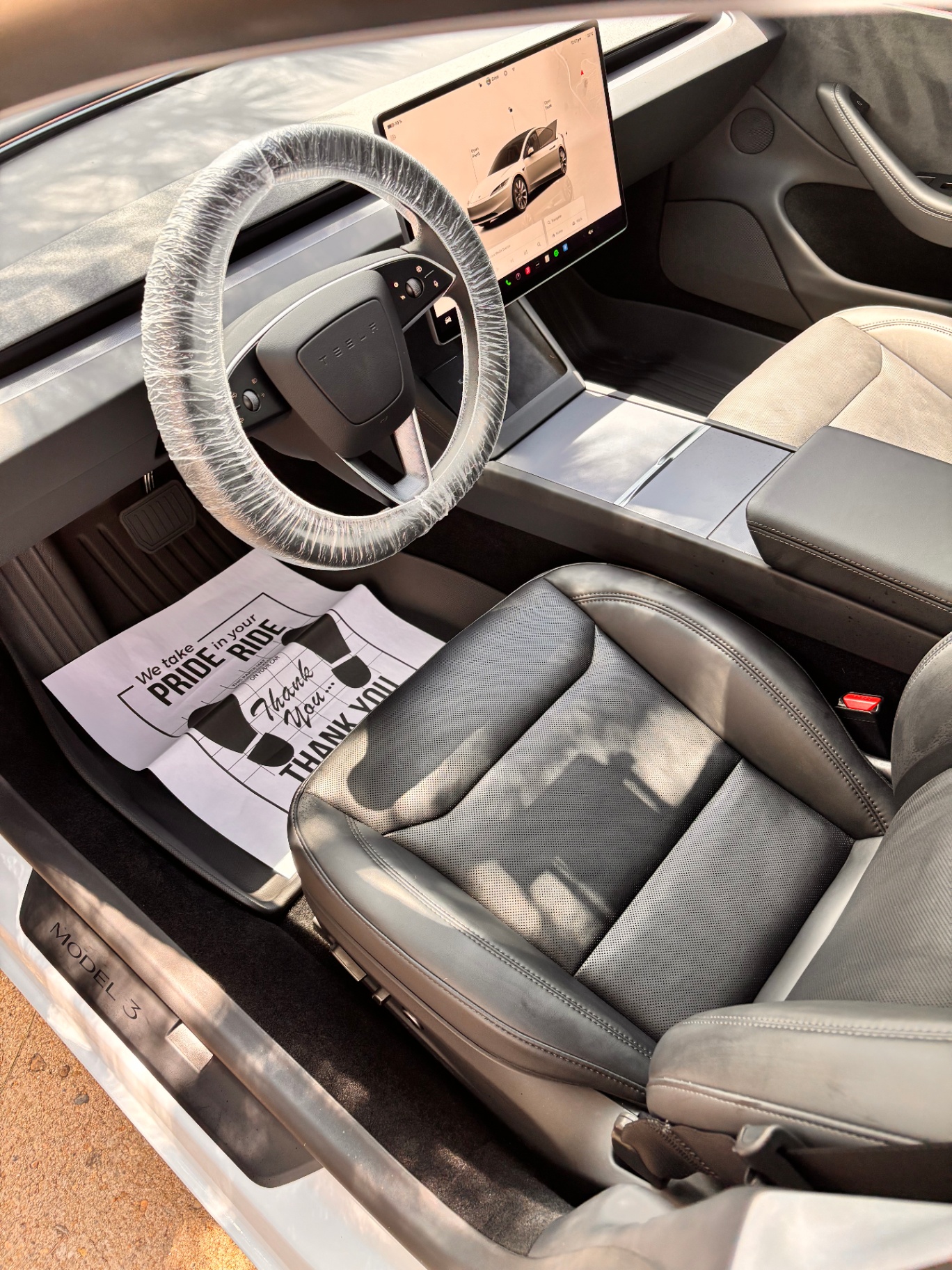 Tesla Model 3 interior after detailing